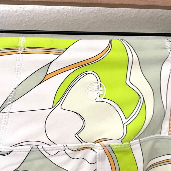 Tory Burch Weightless Printed 7/8 Legging Chartreuse Twisty Flower Size M - Picture 4 of 5